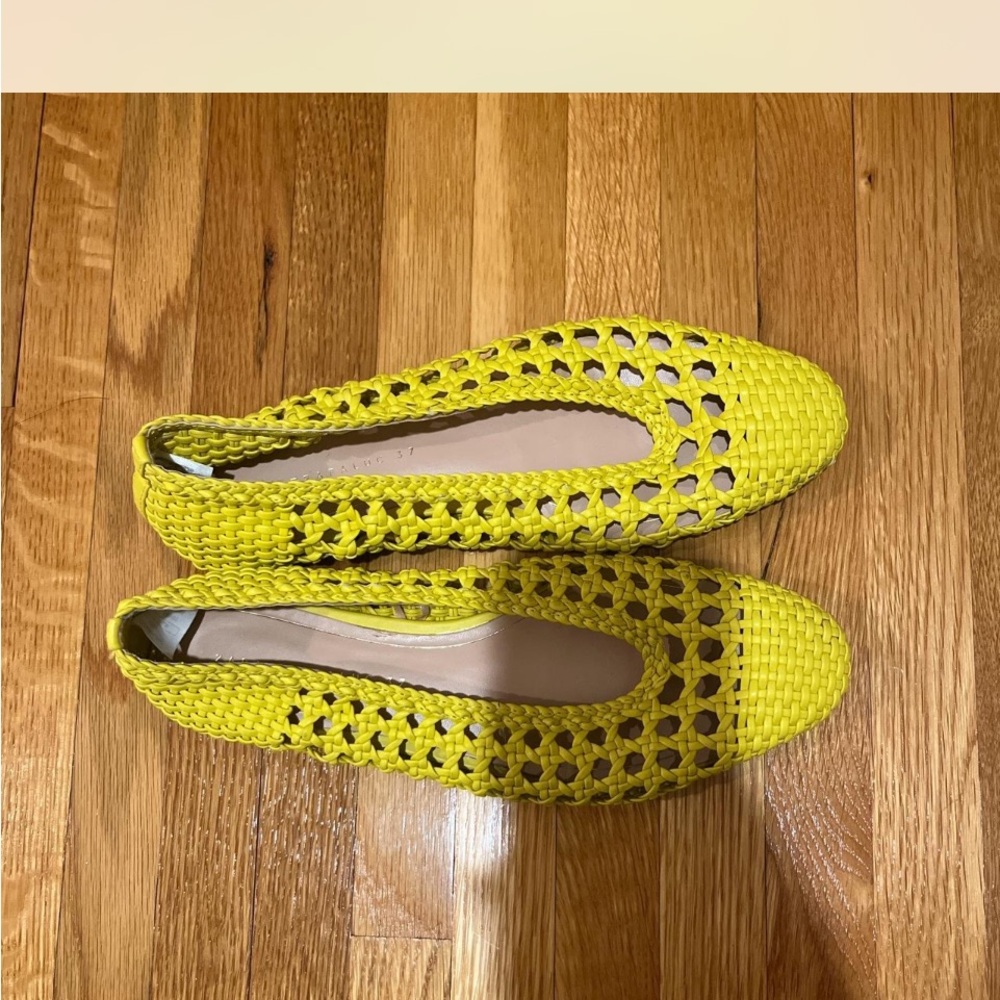 Zara Bright Yellow Woven Flats